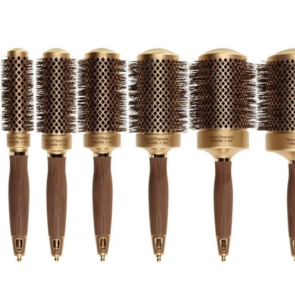 NanoThermic Gold and Brown Hair Brush Set